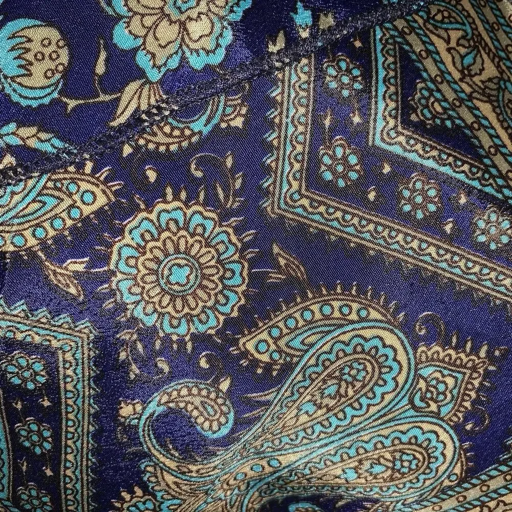 RAGA Anthropologie women's size S Blue Floral Print Spaghetti Strap Rayon Top - Picture 5 of 8